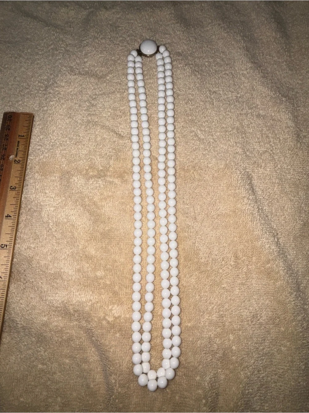 Vintage 1960s Multi Strand White Beaded Statement Necklace